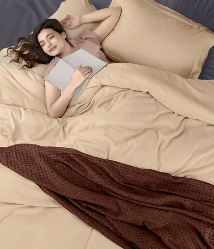 Vista 8 de Utopia Bedding Juego de funda de edredón tamaño individual - 2 piezas con cierre de cremallera - 1 funda de edredón 68X90 pulgadas y 1 funda de Beige