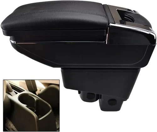 Vista 9 de Reposabrazos de cuero para consola central de automóvil compatible con Hatchback Honda Fit Jazz 2002 2003 2004 2005 2006 2007 2008, no compatible