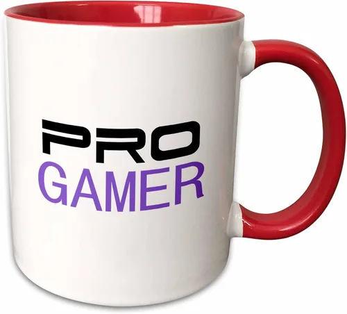 Vista 8 de 3dRose mug_151243_4 "Pro gamer - awesome gaming job or hobby and proud of it - computer pro-gamer in black and purple" Taza, 11 oz, Negro