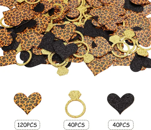 Vista 7 de Decoraciones de leopardo para despedida de soltera, 200 unidades, confeti de guepardo, confeti de mesa de leopardo, para despedida de soltera