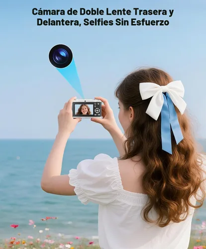 Vista 4 de Cámara digital 4K para fotografía, enfoque automático de 64 MP para video de YouTube, cámaras traseras y frontales, cámara compacta antivibración