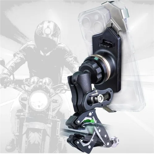 Vista 8 de Clampod HAWK1-PH05 - Soporte para teléfono, base de abrazadera para manillar de motocicleta y varios vehículos, ajustable, estable, brazo de doble