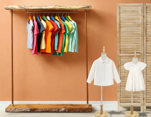 Vista 6 de Maniquí infantil para exhibición de ropa, torso de maniquí ajustable para niños con base de madera, 2-3 años 15" - 28" Height Adjustable, Beige