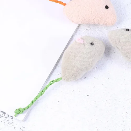 Vista 8 de KALLORY 3 ratones de piel realista de imitación de felpa con cola larga para juego interactivo y masticación, estimula gatos y gatitos y mascotas