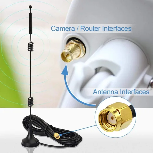 Vista 4 de Bingfu Antena WiFi de banda dual 2.4GHz 5GHz 5.8GHz 9dBi con base magnética RP-SMA macho para enrutador WiFi, tarjeta de red inalámbrica, adaptador