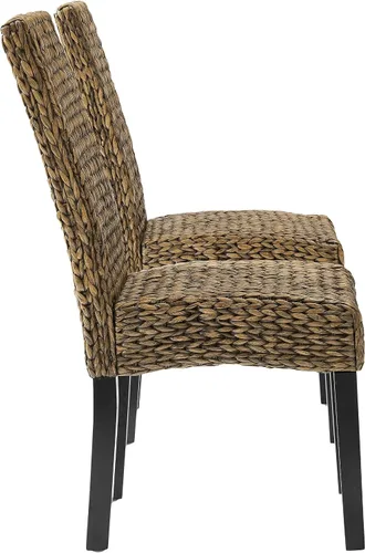 Vista 4 de Crosley Furniture Edgewater - Juego de 2 sillas de comedor de ratán de fibra natural tejidas a mano, color hierba marina