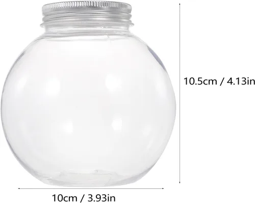 Vista 3 de MAGICLULU Tarro de plástico esférico para caramelos, 5 unidades, con forma de globo, botella redonda transparente para almacenamiento de aperitivos