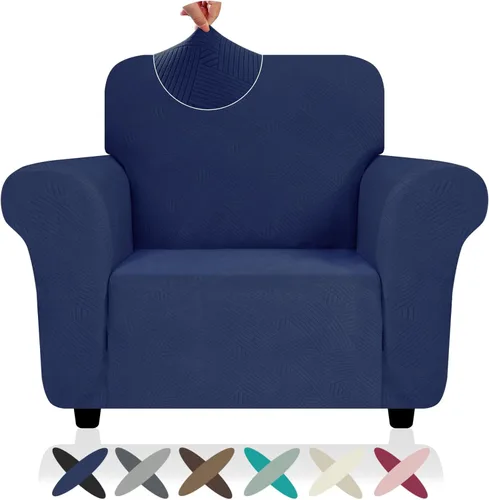Vista 30 de ZNSAYOTX Funda súper elástica para silla (30"-47"), nuevas fundas de silla a rayas para sala de estar, aptas para perros y mascotas, protector