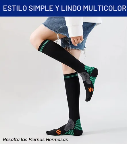 Vista 2 de SUJAYU 3 pares de calcetines de compresión para mujer de 20 a 30 mmHg hasta la rodilla, calcetines de compresión para mujer Negro/Negro/Negro