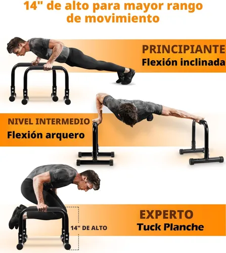 Vista 4 de TABEKE Barra para flexiones, paraletas de acero de 14 pulgadas de alto y barra para fondos con mango de espuma de cobertura completa, barras Negro