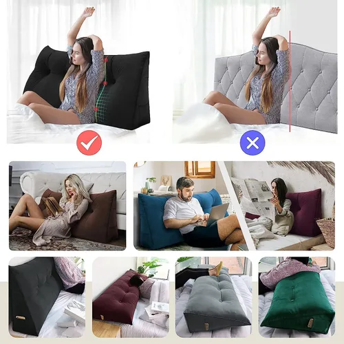 Vista 3 de Almohada de cuña de lectura triangular Queen, cojín de respaldo para cabecero reclinable, almohada de lectura, cojín triangular para posicionamiento