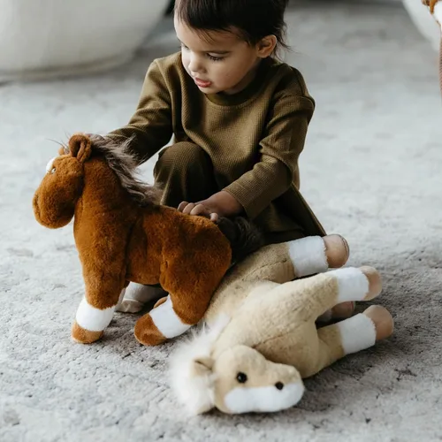 Vista 6 de The Petting Zoo Peluche de caballo Palamino de pie, regalos para niños, animales salvajes de corral Onez, juguete de peluche de caballo Palamino, 12