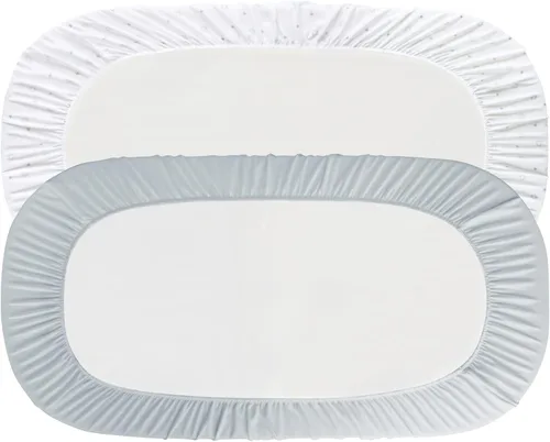 Vista 4 de Sábanas ajustables de moisés que se ajustan a UPPAbaby, SNOO, moisés Chicco LullaGo Anywhere y almohadilla de colchón de 13" x 30", paquete de 2