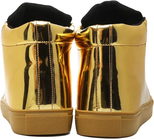 Vista 5 de IGxx Zapatos deportivos punk para hombre, con remaches de metal, con cordones, para correr, baloncesto, para decoración de metal brillante, botas