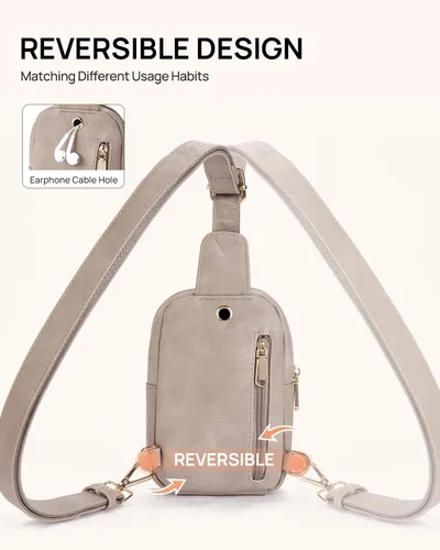 Vista 49 de Telena Riñonera pequeña para mujer, de cuero, cangureras, bolsa de pecho para mujer
