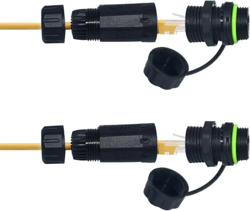 Vista 9 de Conector impermeable RJ45, conector de cable hembra a hembra, con acoplador de cable de blindaje CAT6-YMP23-Azul-2PCS
