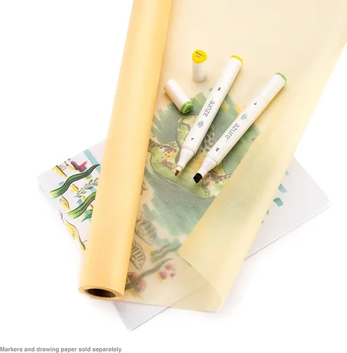 Vista 6 de Bee Paper Rollo de papel para dibujos y bocetos, color amarillo.