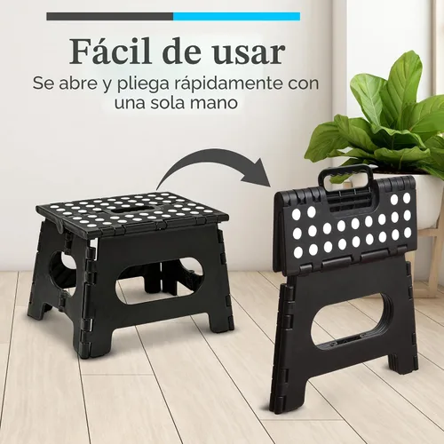 Vista 3 de Handy Laundry Taburete plegable de paso - Taburete plegable lo suficientemente resistente para apoyar a adultos y lo suficientemente seguro