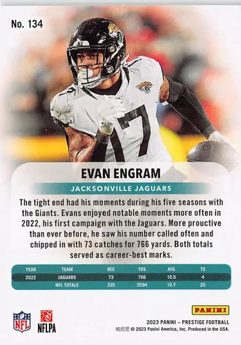 Vista 2 de 2023 Panini Prestige #134 Evan Engram