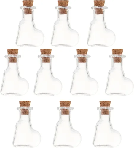 Vista 17 de 25 mini botellas de vidrio con tapas de corcho, 5 formas clásicas, pequeños frascos de vidrio, botellas de deseos, pequeños frascos decorativos