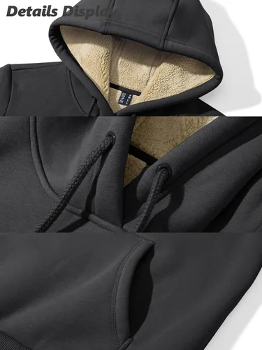 Vista 110 de MAGCOMSEN Sudaderas con capucha para mujer, con forro de sherpa, de vellón, para invierno, cálido, pesado, de algodón, con bolsillo