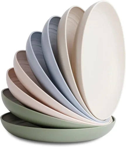 Vista 26 de Nook Theory Juego de 8 platos reutilizables de paja de trigo - Platos de cena no tóxicos y sin plástico para niños y adultos, plato ligero