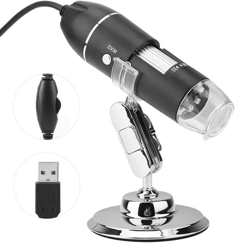 Vista 5 de Microscopio USB, 50X-500X 0.3MP Microscopio LED Lupa USB para computadora con soporte para verificación industrial de PCB, evaluación de joyas
