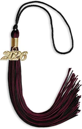 Vista 110 de Endea Graduation - Borla de doble color mixto con fecha dorada (negro/dorado antiguo, 2021)