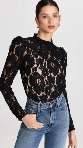 Vista 2 de WAYF Top de encaje con mangas abullonadas Emma para mujer
