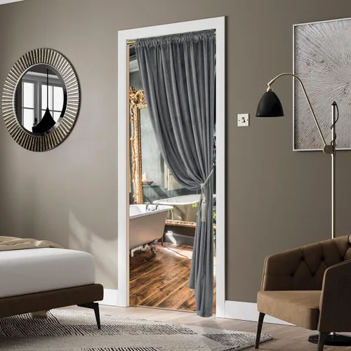Vista 8 de XTMYI Cortinas Divisoras de Habitación de Terciopelo Gris para Separación de Habitaciones, Pantalla Plegable de Puerta con Trabillas Traseras