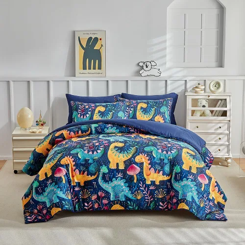 Vista 12 de Juego de edredón individual para niños y niñas, edredón de gato de 3 piezas con 2 fundas de almohada, juego de ropa de cama individual de gatito