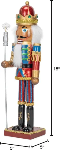 Vista 2 de Kurt S. Adler Rey Negro Africano Americano con Corona Cascanueces Navideño de Madera, 15 Pulgadas