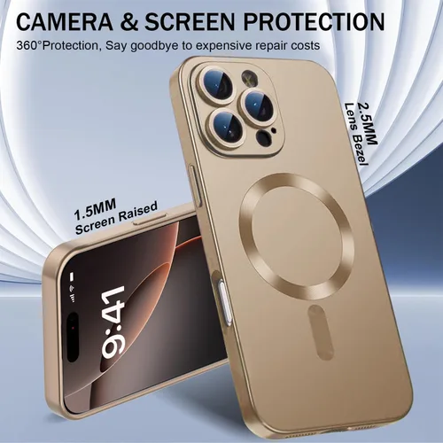 Vista 5 de Funda magnética para iPhone 13 Pro MagSafe con protector de lente de cámara, protección completa, delgada, suave, a prueba de golpes, antiarañazos
