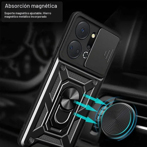 Vista 6 de ZMONE - Funda para teléfono Honor X7A con protector de pantalla de vidrio, [2 unidades] cubierta protectora de cámara deslizante integrada, funda