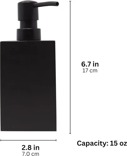 Vista 3 de Dispensador de jabón cuadrado de resina negro mate de 15 onzas para cocina