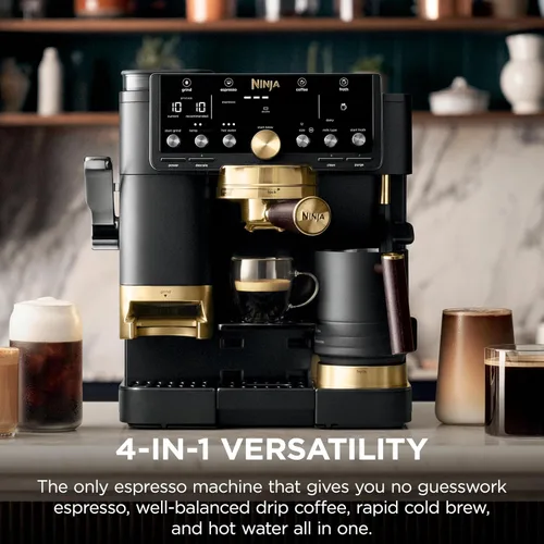 Vista 3 de Ninja Luxe™ Café Pro diseñado por David Beckham, máquina de café expreso, café por goteo, cerveza fría, agua caliente, manipulador integrado