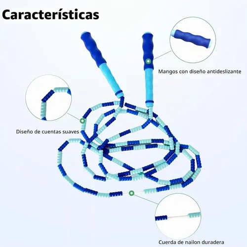 Vista 2 de BIRDDIE Cuerdas de saltar con cuentas suaves, cuerda de saltar de longitud ajustable, cuerda de salto segmentada sin enredos para ejercicio de niños