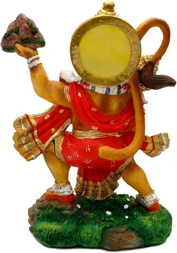 Vista 9 de alikiki Estatua de Hanuman volador de Dios hindú – 9.2 pulgadas de alto Jayanti Murti Pooja Diwali regalo para amigo indio, familia, altar puja