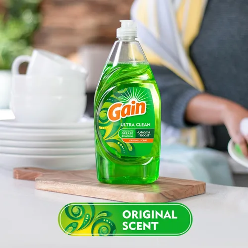 Vista 4 de Gain Ultra - Jabón líquido para lavavajillas, aroma original, 38 fl oz