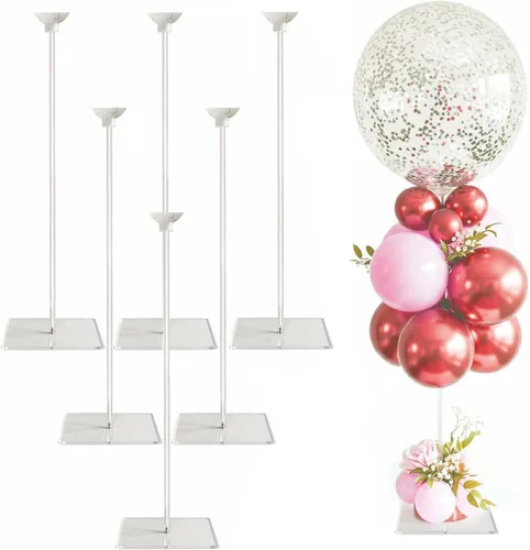 Vista 10 de lightsfever Kit de soporte acrílico reutilizable para globos, exhibición de mesa resistente con palos y base, soportes de globos para centros