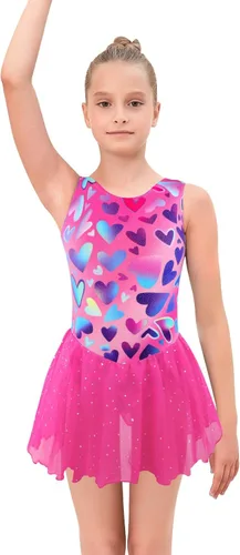 Vista 2 de EQSJIU Ropa de gimnasia para niñas, leotardo de ballet con falda para niñas de 1 a 10 años