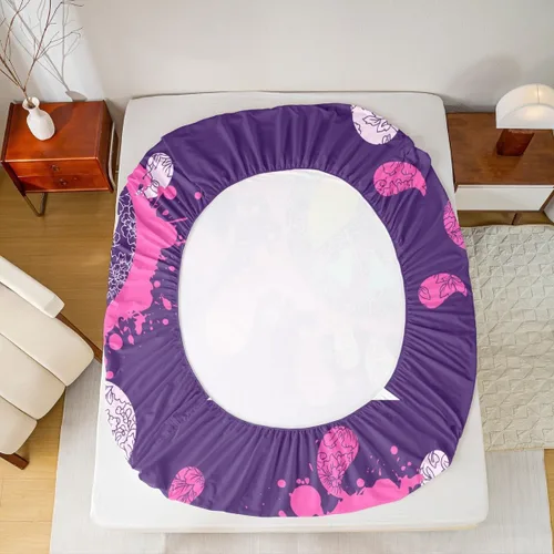 Vista 7 de Erosebridal - Juego de sábanas hippie para niños, tamaño doble, diseño de signo de la paz púrpura, sábana bajera bohemia, exótica para niños