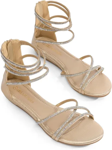 Vista 7 de DREAM PAIRS - Sandalias de plataforma baja para mujer, con correa al tobillo y diamantes de imitación