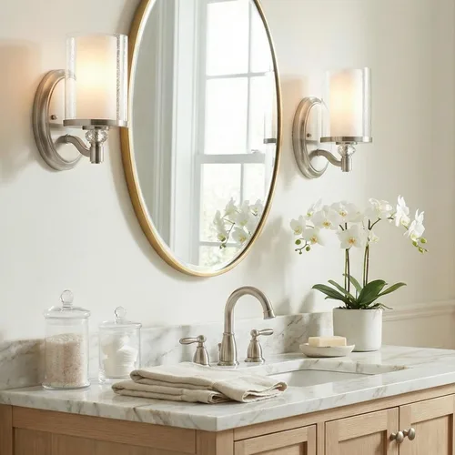 Vista 3 de Kira Home Victoria - Aplique de pared de cristal moderno de 10 pulgadas para tocador de baño