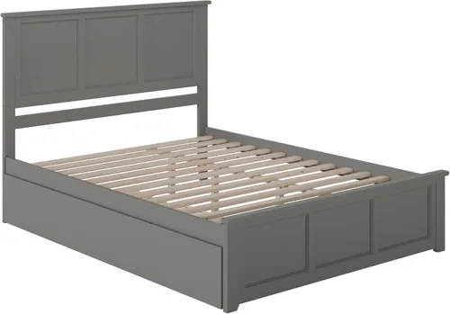 Vista 6 de AFI, Madison - Cama de plataforma Queen con estribo a juego y cama corrediza individual XL, color gris