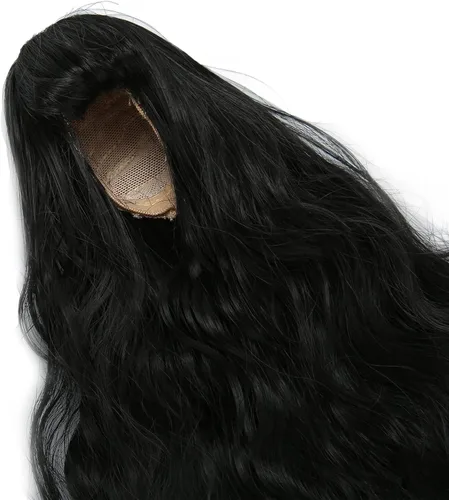 Vista 9 de Tgoon Peluca de muñeca, peluca de muñeca, peluca de muñeca, peluca rizada con fleco térmico para muñeca de vestir (negro)
