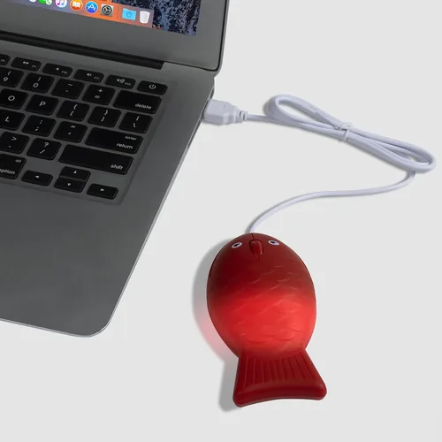 Vista 5 de YOCUNKER Ratón con cable en forma de pez, 3 botones, 1200 DPI, USB óptico con cable de 3.9 pies para laptop, Chromebook, PC, escritorio, Mac