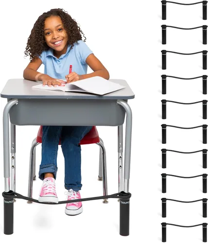 Vista 10 de Banda elástica que rebota para escritorios, para que inquietos apoyen sus pies, color negro ADHD 20” to 28” Wide Desk Legs with 1.5” Diameter