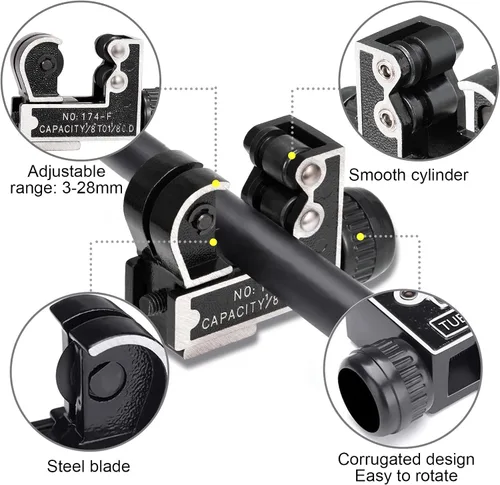 Vista 7 de Spurtar Mini Herramienta de Corte de Tubos 1/8 a 1-1/8 Pulgadas (3-28mm) Cortador de Tubos para Cobre, Latón, Tubos de Aluminio para Plomería