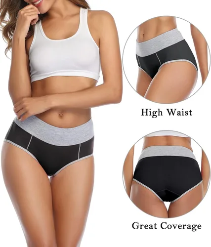 Vista 2 de wirarpa Women's Cotton Underwear High Waist Stretch Briefs Soft Underpants Ladies Full Coverage Panties 5 Pack